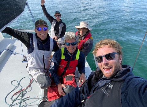 Luke Berry et l'équipage de Nicolas Groleau sur le voilier - Lamotte