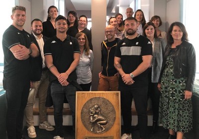 Visite des joueurs du REC Rugby - Siège social du groupe - Lamotte