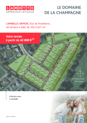 Terrain à construire - Le Domaine de la Champagne à Lamballe-Armor (22) - Plaquette commerciale - Lamotte Aménageur Lotisseur