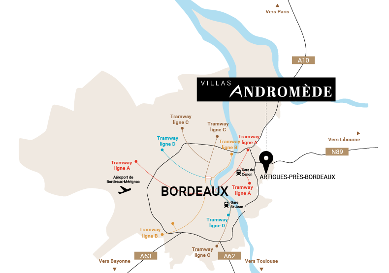 Programme immobilier neuf - Villa Andromède à Artigues-près-Bordeaux (33) - Plan de situation - Lamotte