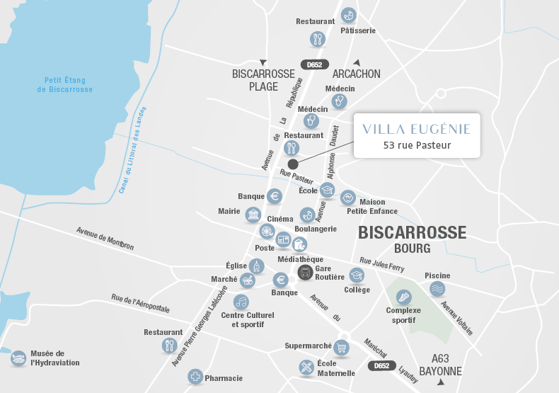 Programme immobilier neuf - Villa Eugénie à Biscarosse (40) - Plan de situation - Lamotte