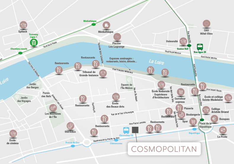 Programme immobilier neuf - Cosmopolitan à Nantes (44) - Plan de situation - Lamotte