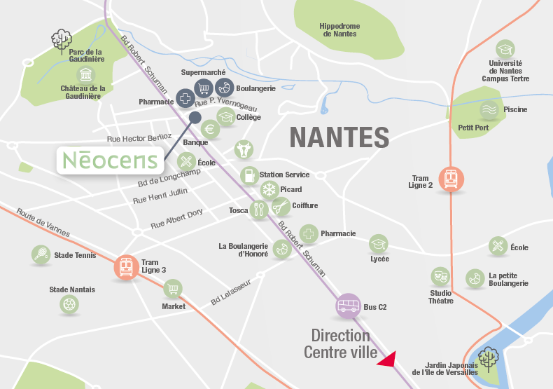 Programme immobilier neuf - Neocens à Nantes (44) - Plan de situation - Lamotte