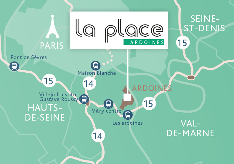 Programme immobilier neuf - La Place Ardoines à Vitry-sur-Seine (94) - Plan de situation - Lamotte