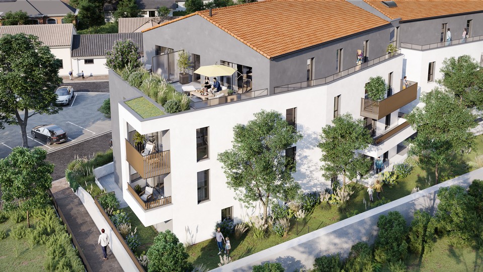 Programme immobilier neuf Villa Opale au Loroux-Bottereau - Vue terrasse et jardin - Lamotte