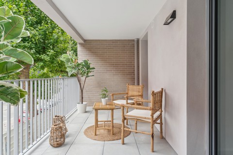 Programme immobilier neuf Cosmopolitan à Nantes - Appartement témoin - Terrasse vue à droite - Lamotte