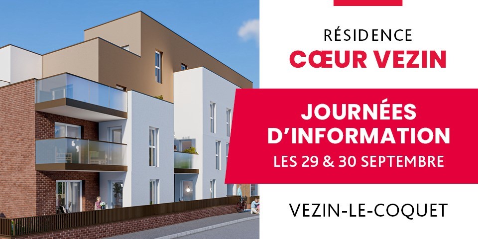 Week-end de lancement commercial et journées d'information - Programme immobilier neuf Cœur Vezin à Vezin-le-Coquet (35) - Lamotte