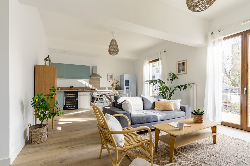 Programme immobilier neuf Petit Bruges - Journées portes ouvertes - Visite de l'appartement témoin - Salon - Lamotte