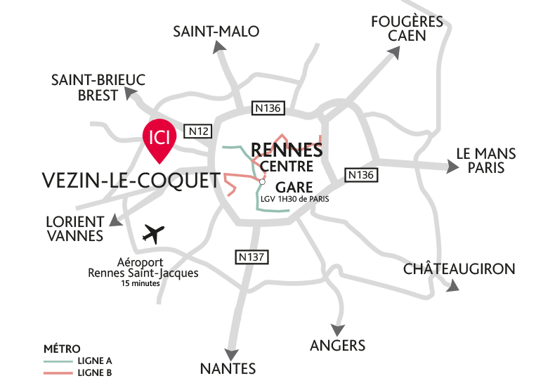 Programme immobilier neuf - Cœur Vezin à Vezin (35) - Plan de situation - Lamotte