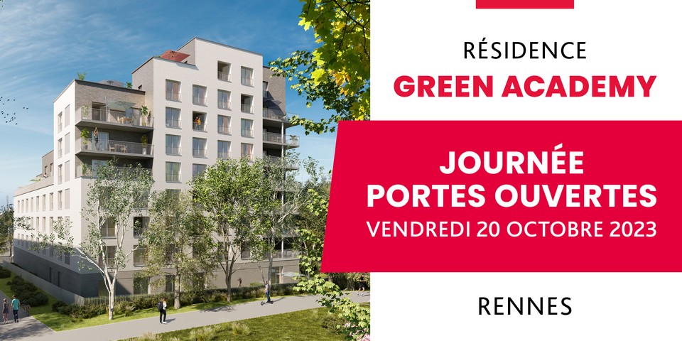 Journée portes ouvertes le 20 octobre 2023 - Programme immobilier neuf Green Academy à Rennes (35) - Lamotte