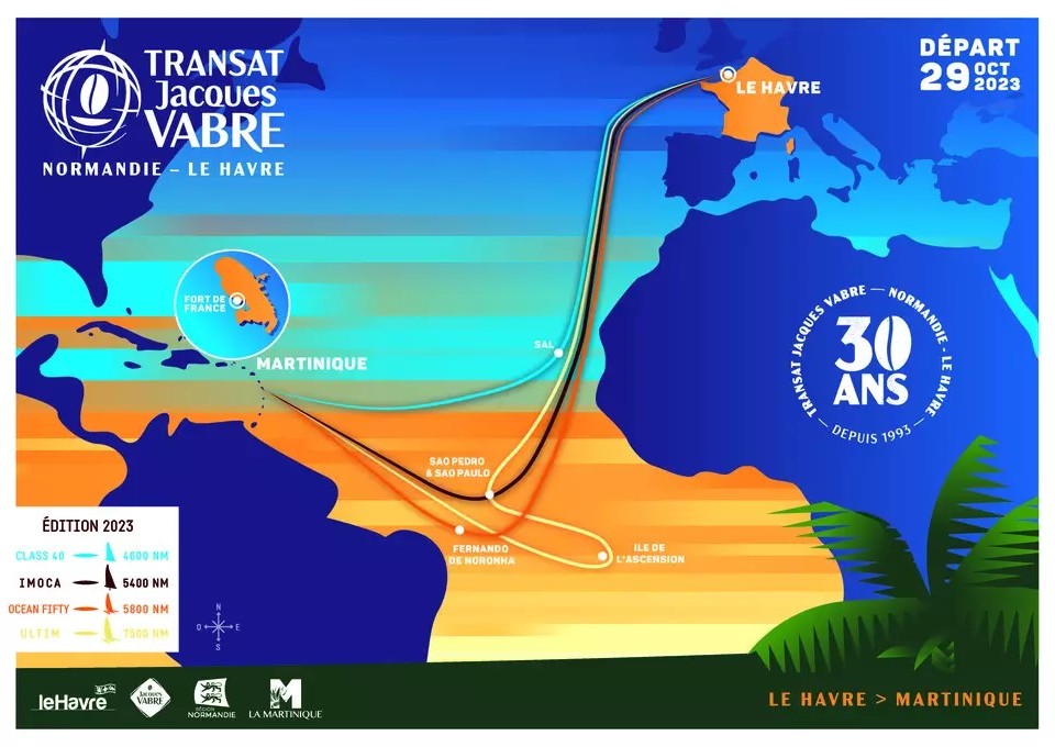 Transat Jacques-Vabre 2023 - Le parcours officiel, par classe de bateau - Lamotte