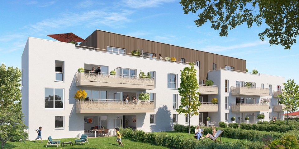 Livraison du programme immobilier neuf Terra Cotta à Pont-Péan - Vue jardin - Lamotte