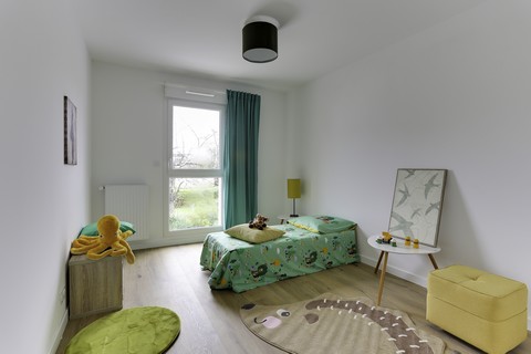 Programme immobilier neuf Les Charmettes à Betton - Visite de l'appartement témoin - Chambre enfant - Lamotte