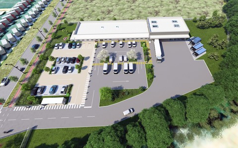 Conception et réalisation d'un bâtiment industriel pour GRDF à Garchizy - Vue aérienne - Lamotte