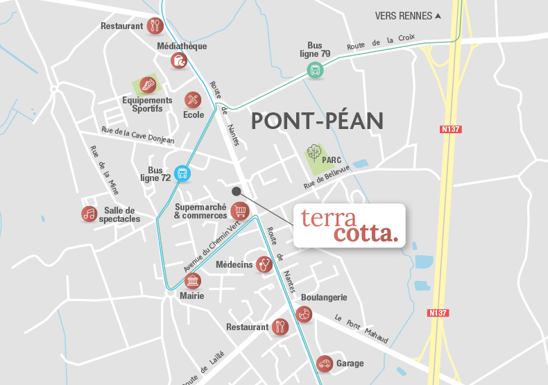 Programme immobilier neuf - Terra Cotta à Pont-Péan (35) - Plan de situation - Lamotte