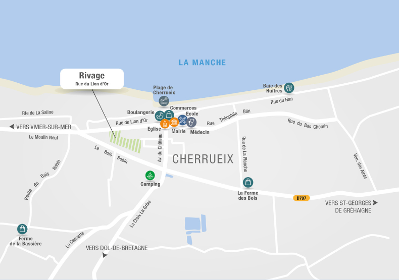 Terrain à construire - Rivage à Cherrueix (35) - Plan de situation - Lamotte Aménageur Lotisseur