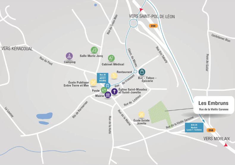Terrain à construire - Les Embruns à Henvic (29) - Plan de situation - Lamotte Aménageur Lotisseur