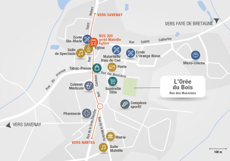 Terrain à construire - L’Orée du Bois à Malville (44) - Plan de situation - Lamotte Aménageur Lotisseur