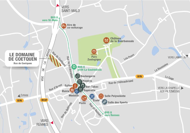 Terrain à construire - Les Coteaux de Coetquen à Pleugueneuc (35) - Plan de situation - Lamotte Aménageur Lotisseur