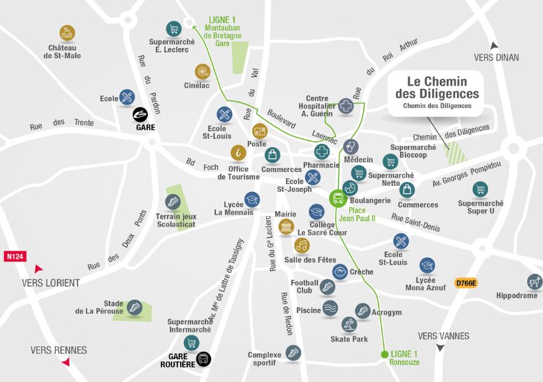 Terrain à construire - Le Chemin des Diligences à Ploërmel (56) - Plan de situation - Lamotte Aménageur Lotisseur
