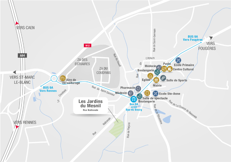 Terrain à construire - Les Jardins du Mesnil à Romagné (35) - Plan de situation - Lamotte Aménageur Lotisseur