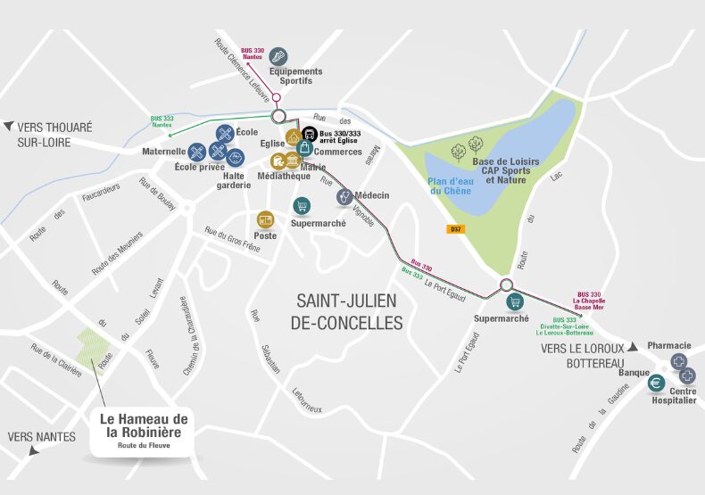 Terrain à construire - Le Hameau de la Robinière à Saint-Julien-de-Concelles (44) - Plan de situation - Lamotte Aménageur Lotisseur