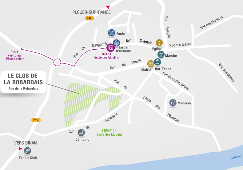Terrain à construire - Le Clos de la Robardais à Taden (22) - Plan de situation - Lamotte Aménageur Lotisseur