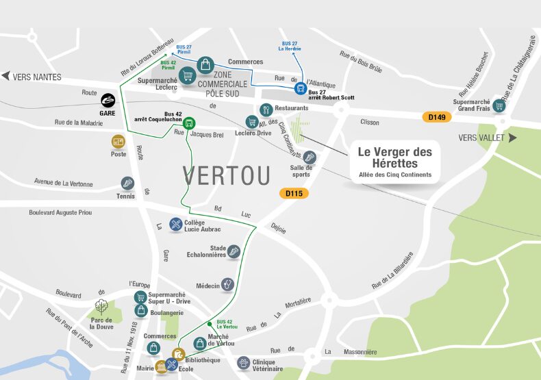Terrain à construire - Le Verger des Hérettes à Vertou (44) - Plan de situation - Lamotte Aménageur Lotisseur
