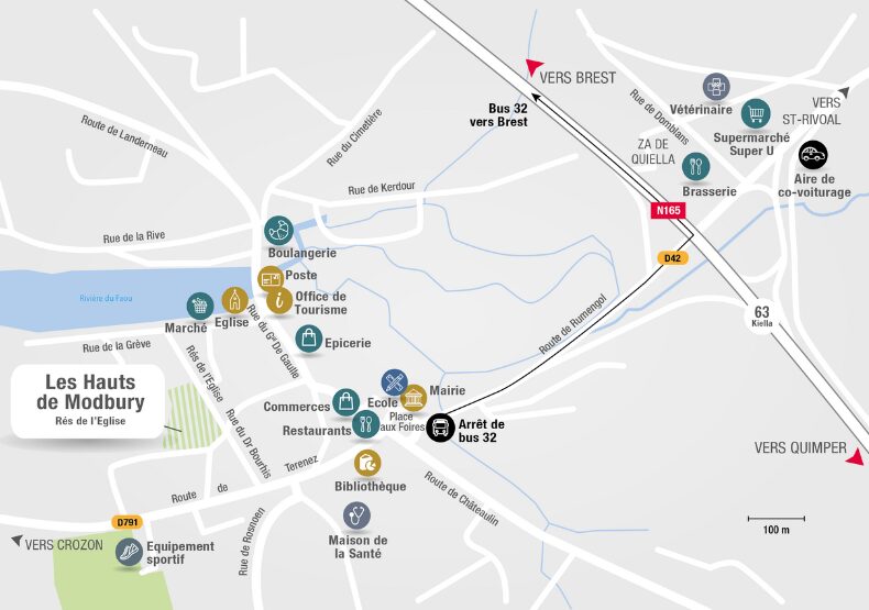 Terrain à construire - Les Hauts de Modbury au Faou (29) - Plan de situation - Lamotte Aménageur Lotisseur
