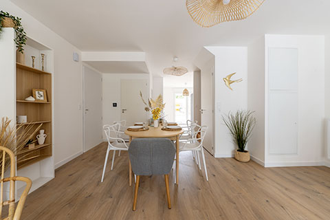 Journées portes ouvertes et appartement témoin - Programme immobilier neuf Les Clairières Boisées à Chantepie (35) - Salon- Lamotte