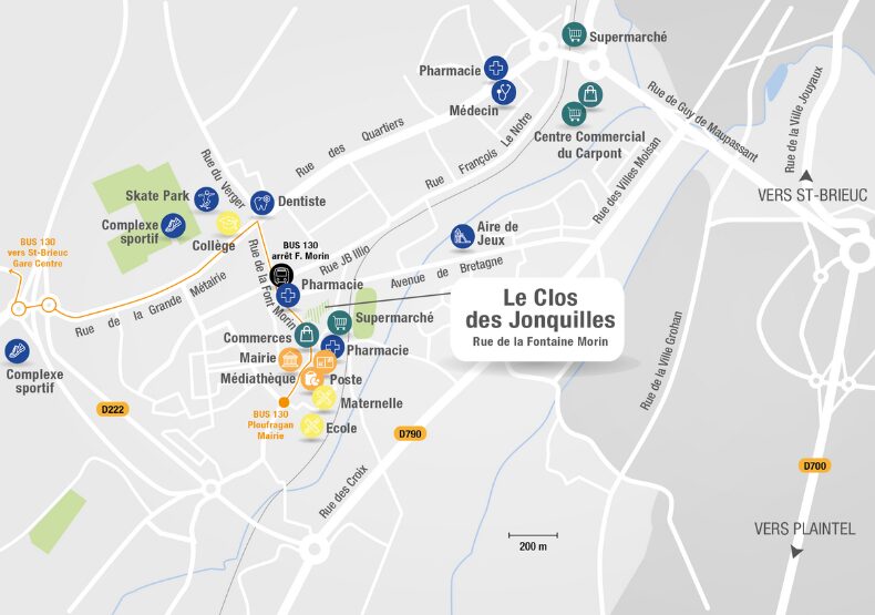 Terrain à construire - Le Clos des Jonquilles à Ploufragan (22) - Plan de situation - Lamotte Aménageur Lotisseur