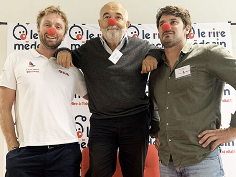 Luke Berry, Gérard Jugnot et Antoine Joubert - Inauguration du siège social du Rire Médecin à Paris - Lamotte