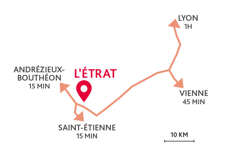 Programme immobilier neuf - Ô’Rives à L'Étrat (42) - Plan de situation - Lamotte