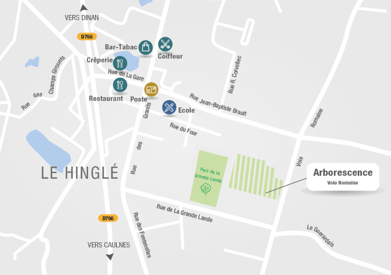 Terrain à construire - Arborescence / Le Domaine de la Voie Royale au Hinglé (22) - Plan de situation - Lamotte Aménageur Lotisseur
