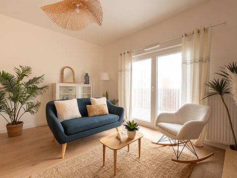 Programme immobilier neuf Aromatique à Rennes (35) - Journées portes ouvertes et appartement témoin - Salon - Lamotte