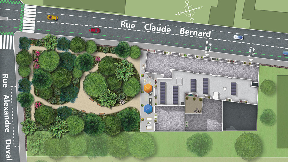 Résidence services seniors Carré Nobilis à Rennes (Ille-et-Vilaine) - Plan de masse - Espace et Vie - Lamotte