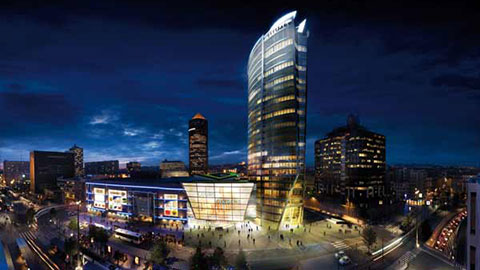 Déménagement des bureaux à Lyon - Extérieur vue nuit de la Tour Oxygène - Histoire - Groupe Lamotte