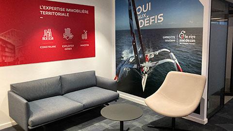 Déménagement des bureaux à Lyon - Salon d'accueil - Histoire - Groupe Lamotte