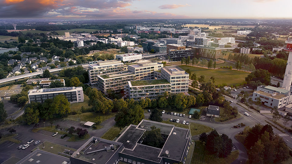 Référence - Programme immobilier tertiaire et mixte La Ruche à Rennes (35) - Ensemble - Groupe Lamotte