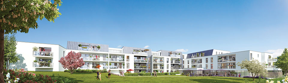 Le Jardin des Alizés - Façade de la résidence services seniors à Langueux (22) - Pose de première pierre - Lamotte