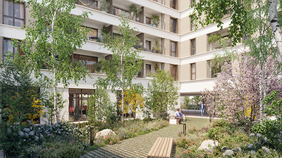 Construction bas carbone - Végétalisation au sein du programme immobilier neuf Héritage à Orléans (45) - Groupe Lamotte