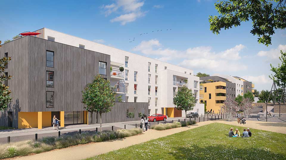 Programme immobilier neuf - Le Cours d'Allonville à Nantes (44) - Façade de la tranche Les Amarantes - Lamotte
