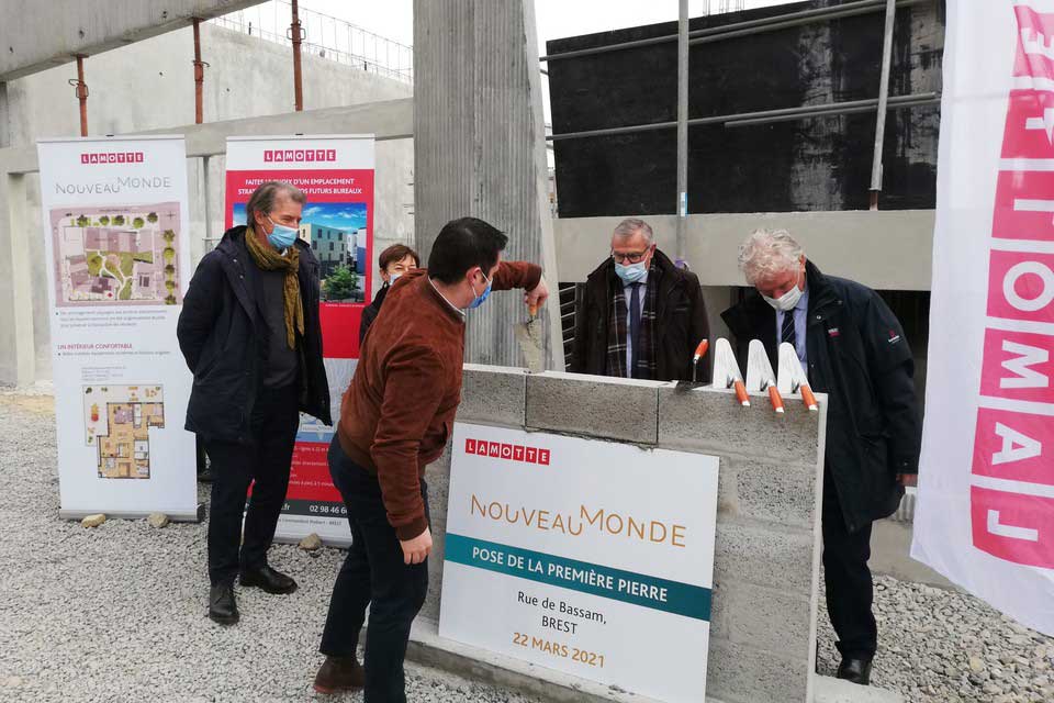 Programme immobilier mixte - Nouveau Monde à Brest (29) - Pose de la première pierre - Lamotte
