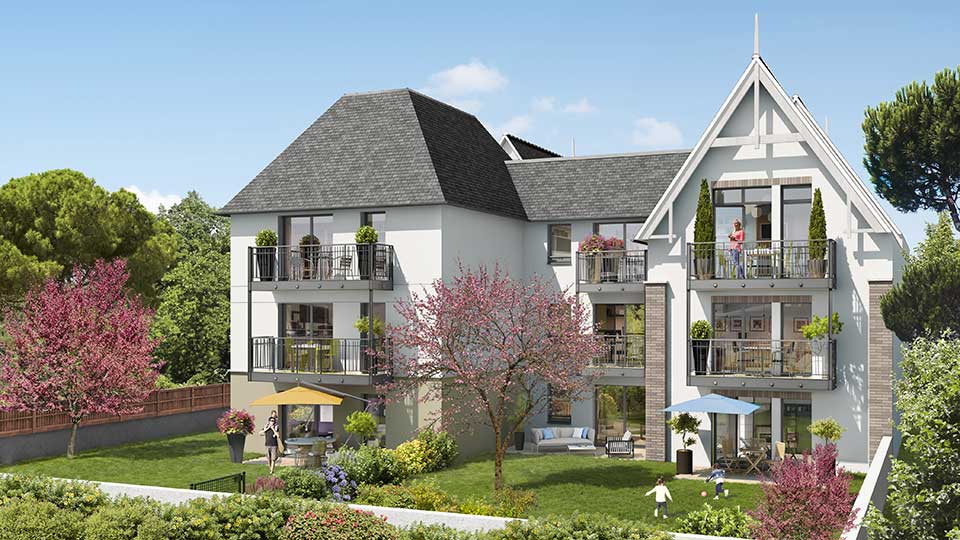 Programme immobilier neuf - Bella Cruz à Dinard (35) - Vue côté jardin - Lamotte