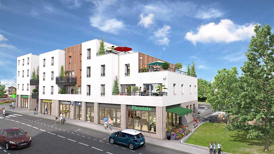 Programme immobilier neuf - Les Hauts du Cens à Nantes (44) - Vue de la rue - Lamotte