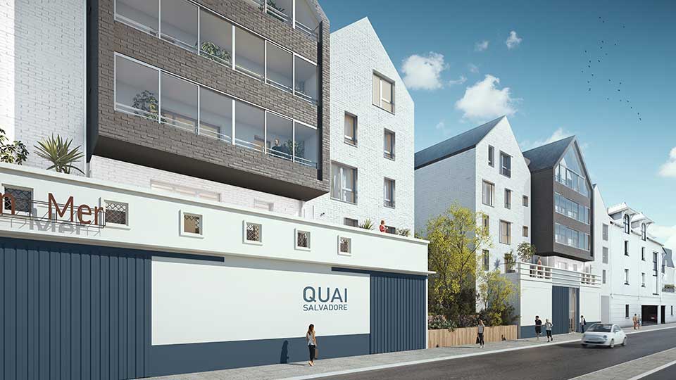 Programme immobilier neuf - Quai Salvadore à Saint-Malo (35) - Vue côté rue - Lamotte
