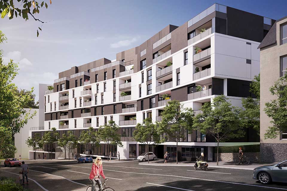 Programme immobilier neuf - Influence à Vannes (56) - Façade côté rue - Lamotte