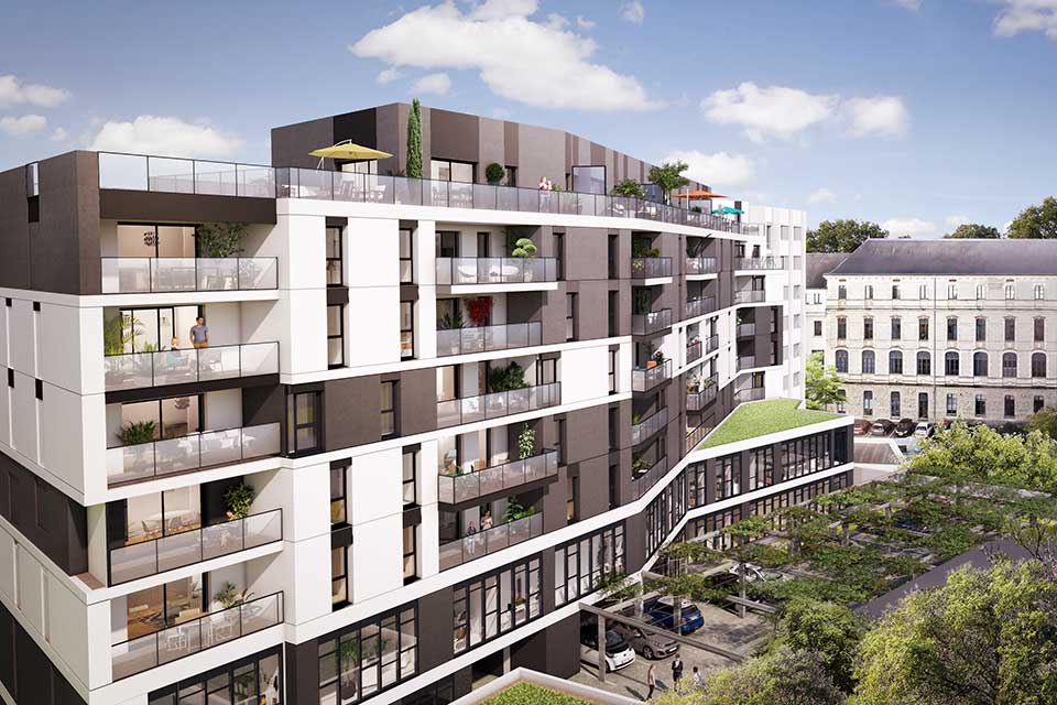 Programme immobilier neuf - Influence à Vannes (56) - Vue côté jardin - Lamotte
