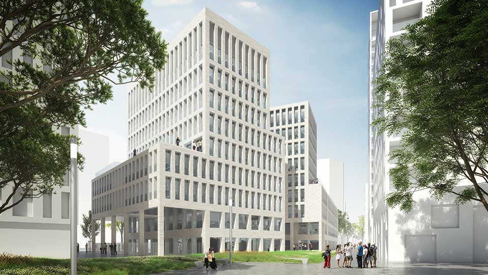 Programme immobilier tertiaire - Le Vendôme à Nantes (44) - Vue du coeur d'ilot - Lamotte