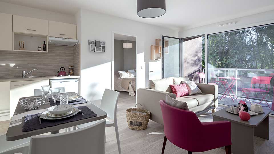 Résidence services seniors - Salon d'un appartement - Lamotte / Espace et Vie